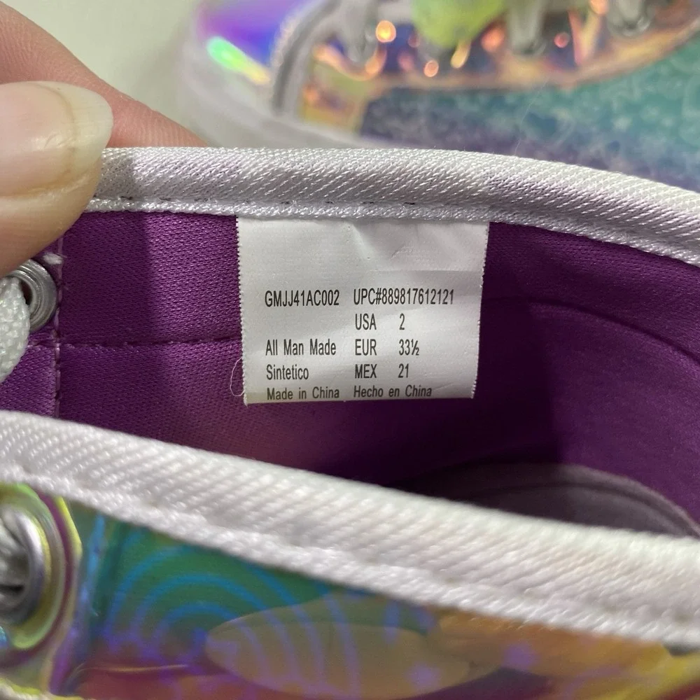 Girls Jojo Siwa Shoes Sneakers size 2US‎ Over the Rainbow Metallic Stars Bow